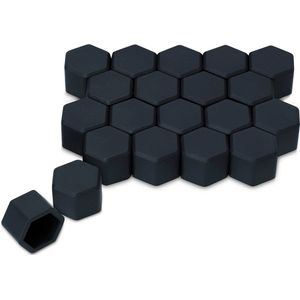 kwmobile 20x moerdoppen voor banden - geschikt voor 21 mm wielmoeren moeren - Set van 20 wielmoerkapjes - In zwart