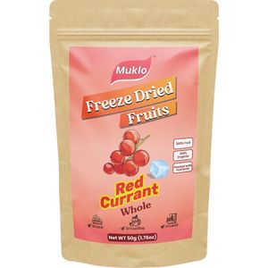 Muklo - Freeze Dried Fruits (Gevriesdroogd Fruit) - Red Currant (Rode Bes) Whole- 50 Gram - Gezonde snack - Zonder toevoegingen - 100% fruit - Vegan