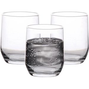 LAV Waterglazen tumblers Elvia - transparant glas - 6x stuks - 315 ml - drinkglazen/sapglazen