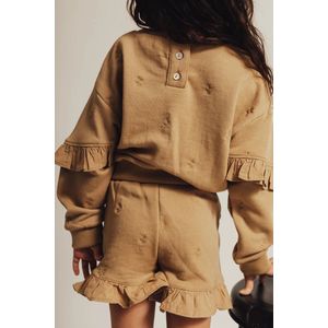 Sharon korte broek ruffle taupe| Baje 74-80