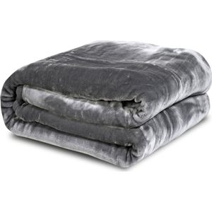 Aio - Deken - 160 x 200 cm - Gewicht: 570 g/m2 Gladde deken van hoogwaardige vezels - Grijs