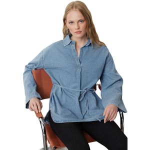Trendyol Blauw Oversized Denim Overhemd Met Knoopsluiting Twoaw25Go00082