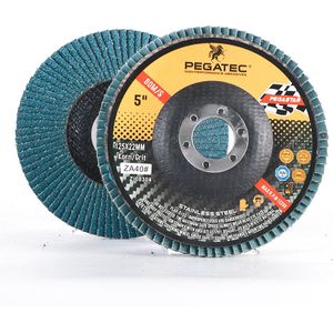 Pegatec High Performance - 5 Stuks - Lamellenschijven - Schuurschijven - Korrel 80 - Zirkonium - Geschikt voor RVS en Metaal - 125mm - Asgat 22,2mm - Voor Haakse Slijper/Slijptol