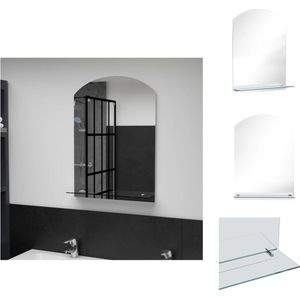 vidaXL Wandspiegel met schap - Badkamermeubel - Gehard glas - 50 x 70 cm - Minimalistisch design - Spiegel