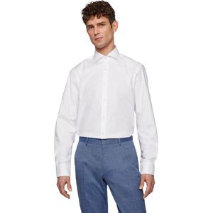 BOSS Joe regular fit overhemd - structuur - wit - Strijkvriendelijk - Boordmaat: 44