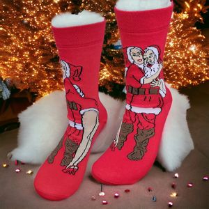 Kerstsokken - Kerstcadeau - Kerst man vrouw sokken - Kado - Leuke sokken - Vrolijke sokken - Luckyday Socks - Rode sokken - Kerst Cadeau sokken - LuckyDay Socks - Socks waar je Happy van wordt - Maat 37-44