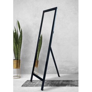 Double T Concept® Staande Spiegel Zwart – Spiegels – Passpiegel Hout - Visagie spiegel - Wandspiegel - 40 x 145cm
