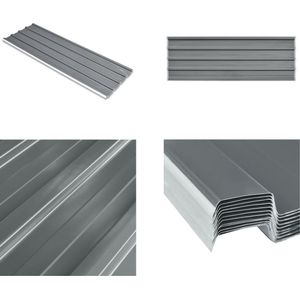 vidaXL 12 st Dakpanelen gegalvaniseerd staal grijs - Dakpaneel - Dakpanelen - Dak Paneel - Dak Panelen