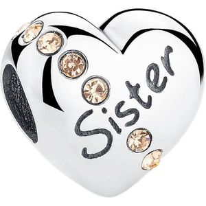 Hart Sister bead zirkonia | zus bedel | Zilverana | geschikt voor alle bekende merken | 925 zilver | moederdag