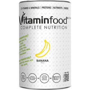 VITAMINFOOD | Complete Maaltijdvervangende Voeding | Smaak (BANAAN) | 27 Vitaminen&Mineralen | Suikervrije, Vegan Maaltijdvervangers |100g ErwtenProteïnen|pot =450g