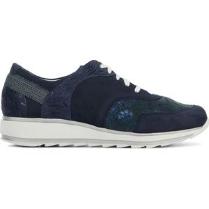 Durea Sneakers Dames - Lage sneakers / Damesschoenen - Leer - 6225 688 - Slangenprint - Blauw combi - Maat 38