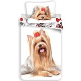 Animal Pictures Dekbedovertrek Yorkshire Terrier - Eenpersoons - 140 x 200 cm - Wit