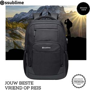 ssublime Voyager - Anti Diefstal Waterdichte Rugzak Inclusief Usb - Laptop tas t/m 15.6 inch - Voor dames en heren - Schooltas - Zwart