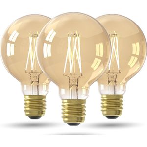 LED Lamp Goud - Set van 3 Stuks, E27, G80 Goud Straight filament, 3.5W 250lm 2100K niet dimbaar