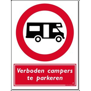 Verboden te parkeren voor campers - Bord 300 x 400 mm - (Aluminium)