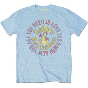 The Beatles - Yellow Submarine AYNIL Circle Vintage Heren T-shirt - XL - Blauw