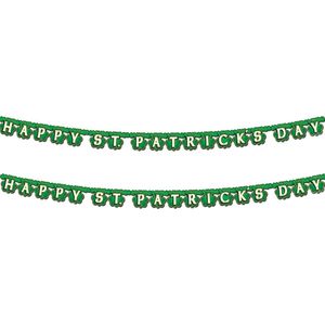 St. Patricks Day feestslinger - 2x - 205 x 11 cm - groen - van papierÂ