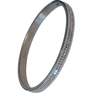 Tesoro Mio Michel - Stalen bangle - armband met strass - zilverkleurig