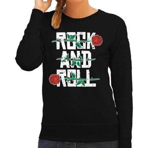 Rock and Roll sweater/trui zwart voor dames - muziek thema - Fifties / sixties - kleding / shirt XXL