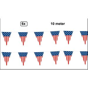 6x Vlaggenlijn USA 10 meter - Landen EK WK Amerika festival thema feest fun