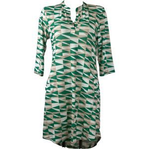 Angelle Milan – Travelkleding voor dames – Groen geblokte Jurk – Ademend – Kreukherstellend – Duurzame jurk - In 5 maten - Maat L