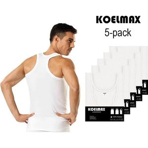 Heren halterhemd - Tanktop - Wit - 5 Pack - Maat XXL