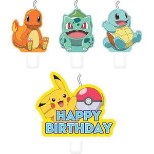 AMSCAN - 4 Pokemon verjaardag kaarsjes