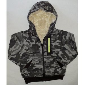 Vest / herfstjas met imitatie bont voering camouflageprint grijs maat 98/104