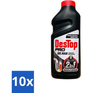 DesTop Pro - Onderhoud & Ontstop Leidingen - Gel Maxi Effectiviteit - 2-in-1 Werking - 500 ml - Bulkverpakking - 10 stuks