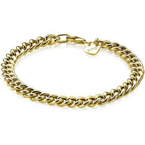 ZINZI zilveren gourmet armband geel verguld 6,5mm breed 19cm ZIA1056G