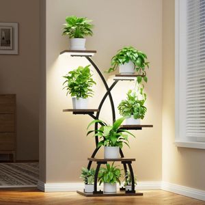 Goodivery® - Plantenstaander - Plantentafel - Plantenstandaard Binnen - 6 Tier Plantenrek Binnen 36” Hoekplanken voor Planten - 52x31x92cm - Zwart