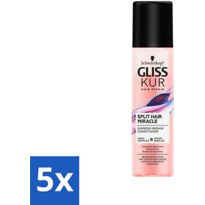 Gliss-Kur - Anti-Klit Spray - Split Hair Miracle - Herstelt Gespleten Haarpunten - 200 ml - Bulkverpakking - 5 stuks