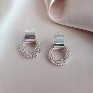 Gading® dames oorbellen - RVS oorhanger met 8 rondjes-zilver-16mm*23mm
