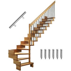 Trapleuning 50 cm Ø 42 mm Roestvrij staal leuning zilver reling wandleuning, voor wandtrap, voor binnen en buiten, inclusief wandhouder en eindkappen