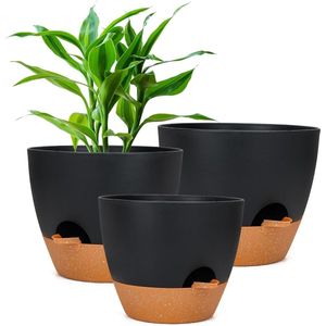 Bloempot met irrigatiesysteem en onderzetter voor binnen en buiten - zelfwaterende plantenpot voor orchideeën - grote plastic plantenpot Bloempot