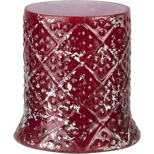 Clayre & Eef Theelichthouder Ø 6x7 cm Rood Glas Rond Waxinelichthouder