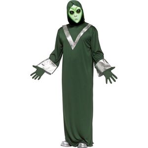 KIMU Kostuum Alien Space Pak Met Masker - Buitenaards Wezen Halloween - Groen Ufo Ruimtewezen Intergalactisch Festival