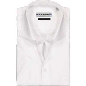 Ledub modern fit overhemd - korte mouw - wit twill - Strijkvrij - Boordmaat: 48