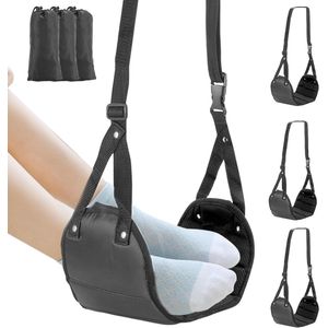 3 stuks Reisaccessoires: Opvouwbare Vliegtuigvoetsteunen in Zwart - Draagbare Voethangmatten voor Comfortabel Reizen - Hoogte Verstelbare Voethangmatten