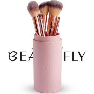 Beautifly - Make Up Kwasten Set - Brush Set - Luxe Opberg Koker - Foundation Kwast - Poeder / Bronzer Kwast - Blush Kwast - Oogschaduwkwast - Veganistisch
