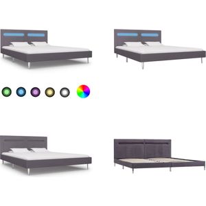 vidaXL Bedframe met LED stof grijs 180x200 cm - Bedframe - Bedframes - Bed - Bedden