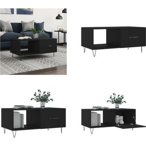 vidaXL Salontafel 90x50x40 cm bewerkt hout zwart - Salontafel - Salontafels - Tafel - Bijzettafel