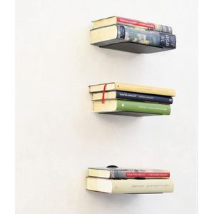 Set van 3 Onzichtbare Zwevende Muur Boekenplanken 15 cm Zwart - Decoratie Boekenkast Woonkamer Slaapkamer Boekenplank