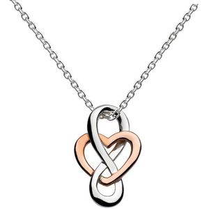 Fate Jewellery Ketting FJ481 – Infinity Heart – 925 Zilver, Rosé verguld – Hartje – 45cm + 5cm
