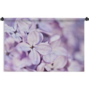 Wandkleed De lavendel - Close up van lavendel bloemen Wandkleed katoen 90x60 cm - Wandtapijt met foto