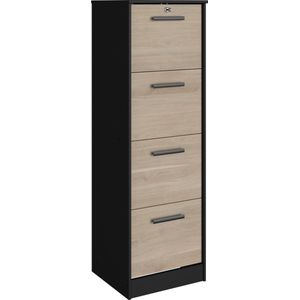 Dossierkast Sil-138cm-4 lades-zwart/eik