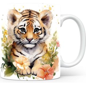 Mok met Tijger Beker voor koffie of tas voor thee, cadeau voor dierenliefhebbers, moeder, vader, collega, vriend, vriendin, kantoor