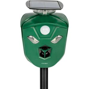 Ultrasone Dierenverjager op Zonne-energie – ONEIRO Solar360® – Marterverjager, Kattenverjager & Ongediertebestrijder voor Buiten – 360° Bewegingssensor – Waterdicht – USB Oplaadbaar