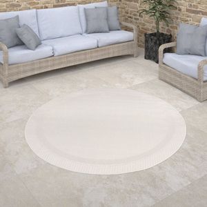 Paco Home Buiten Vloerkleed Rond Tapijt Voor Binnen En Buiten Balkon Geometrisch Modern 80 cm Rund