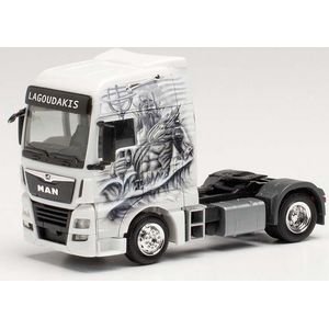 Herpa MAN vrachtwagen TGX XXL Lagoudakis 2/ Poseidon, Gott des Meeres schaal 1:87 6,5cm